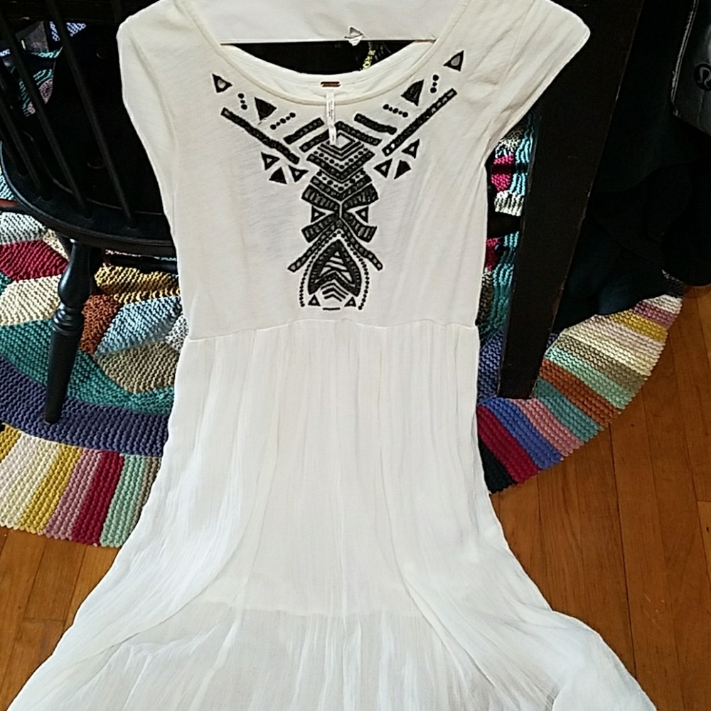 Free People Raw Hem Aztec Design Dress